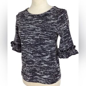 Banana Republic Boucle Ruffle Tweed Blouse Size XS